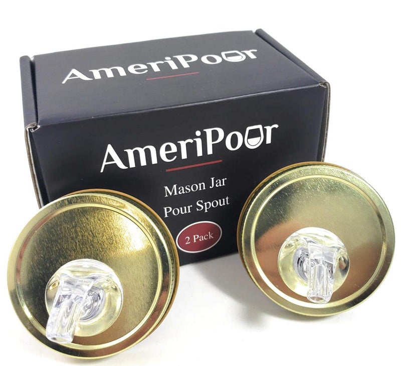 AmeriPour Mason Jar Pour Spouts - For Moonshine And Whiskey - Made 100% In The USA. Free Flow Mason Jar Spouts That Don't Leak - No Cracks, Just A Perfect Cocktail Pour Everytime. 2 Pack - Image 1